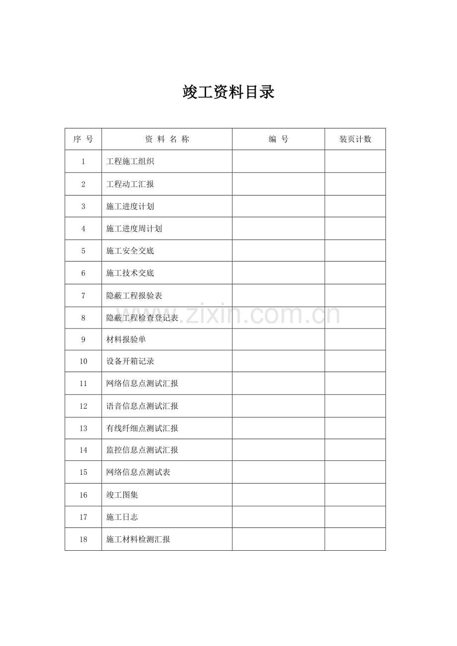 综合布线施工计划各种表格.docx_第1页