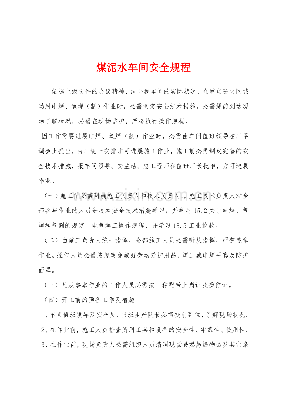 煤泥水车间安全规程.docx_第1页