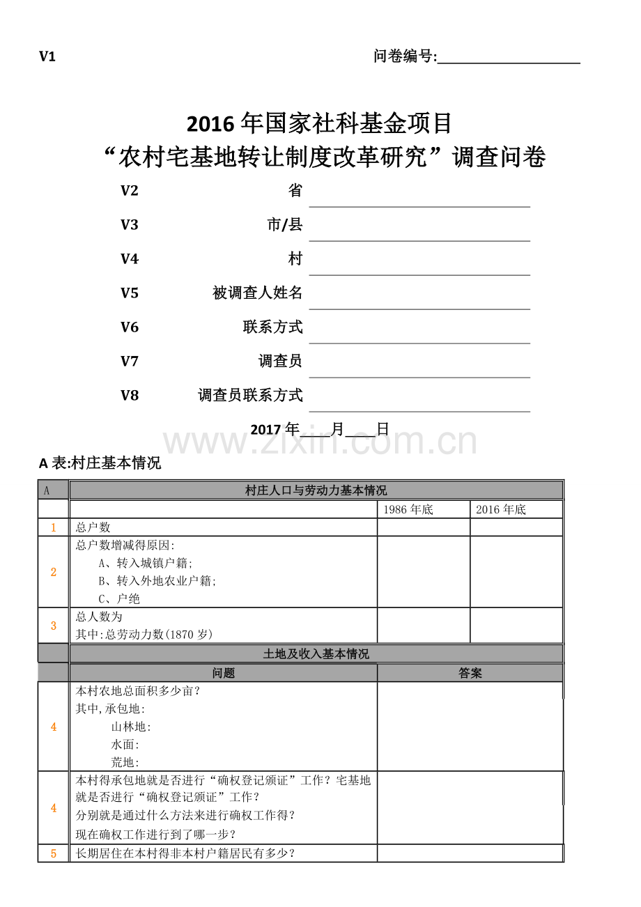 宅基地调查问卷.doc_第1页