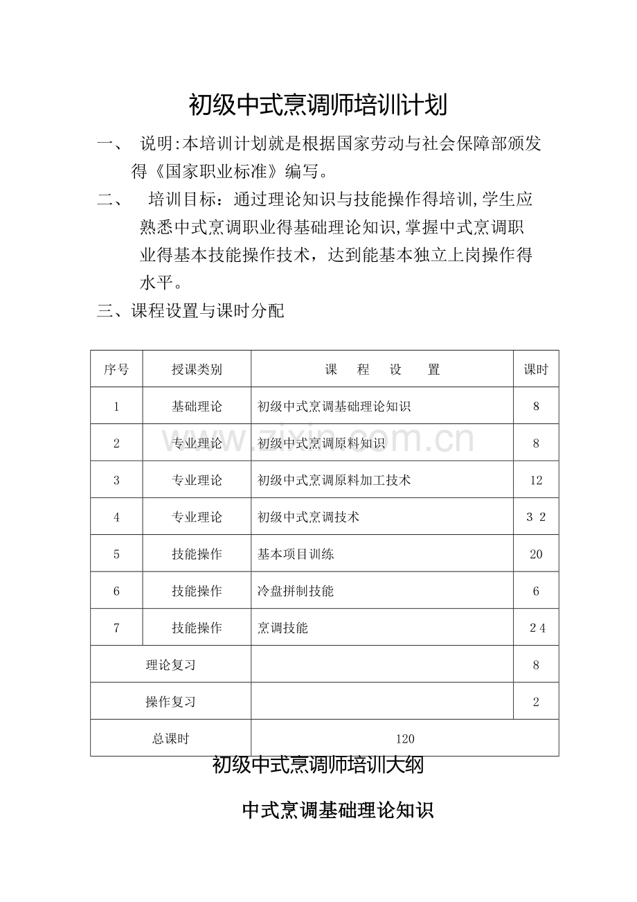 初级中式烹调师培训计划.doc_第1页