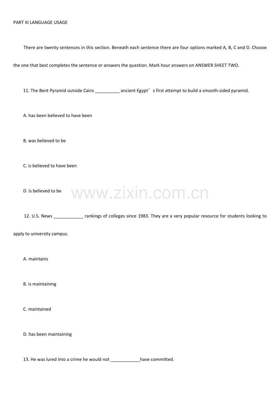 2023年专业四级部分题目.doc_第1页