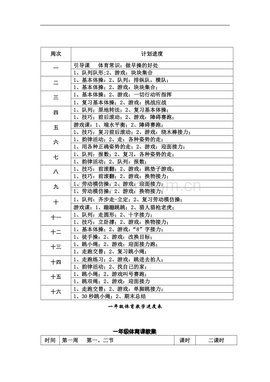 一年级体育教学进度表.docx_第2页