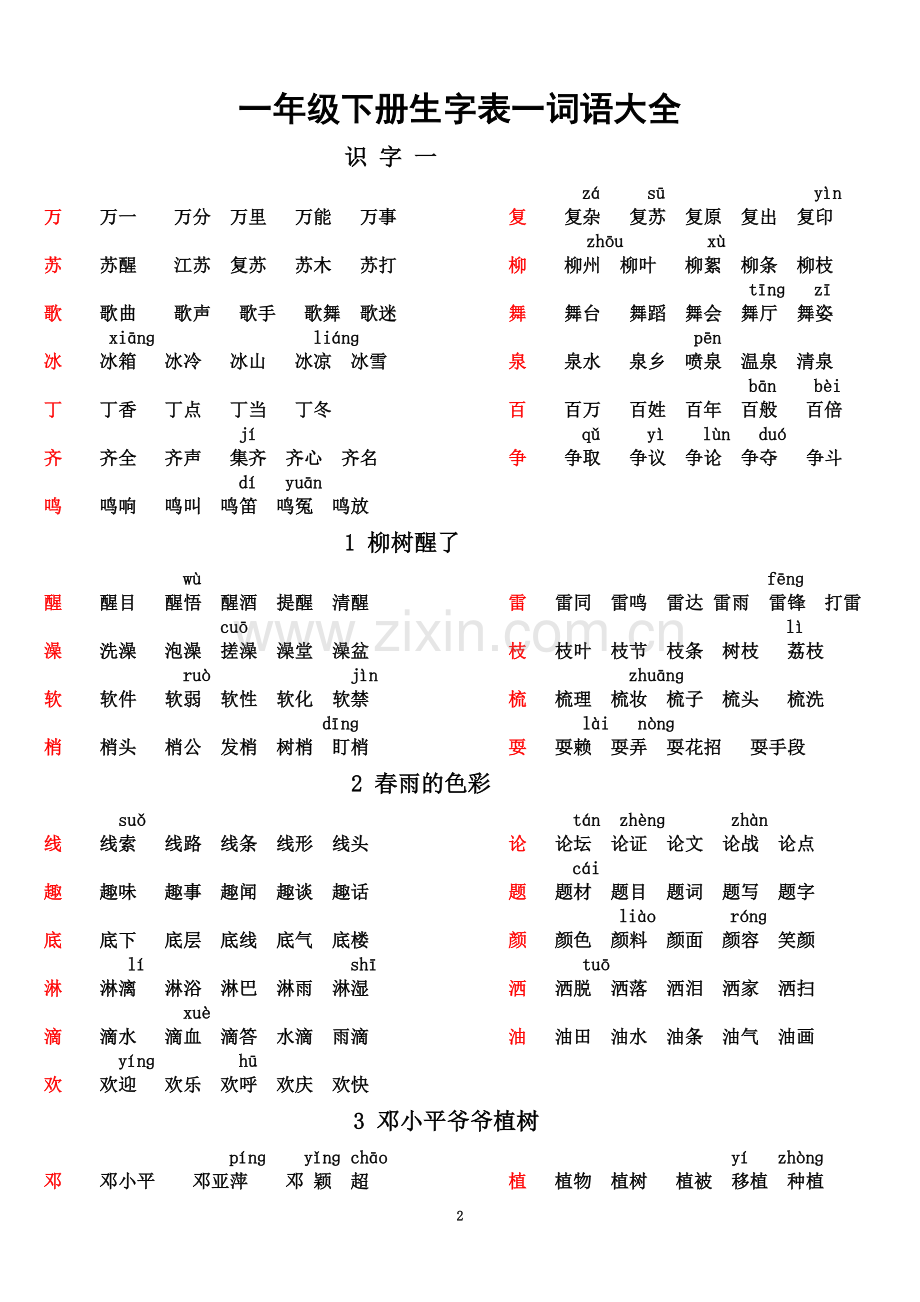 一年级语文下册生字表一生字表二组词ok2012.2.17.doc_第2页