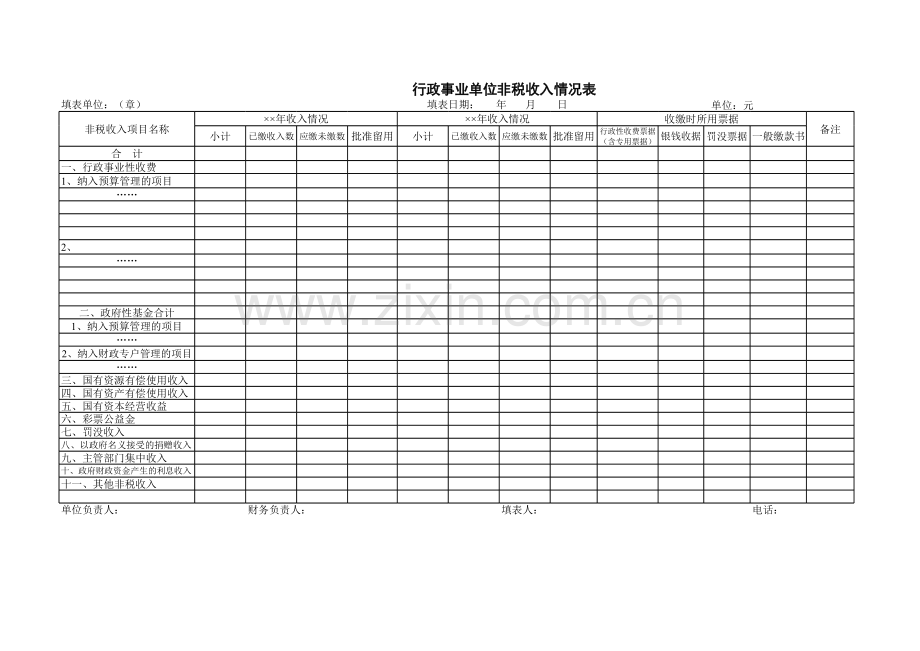 行政事业单位非税收入情况表.xls_第1页