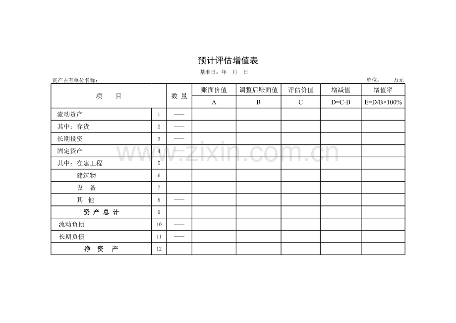 预计评估增值表.xls_第1页