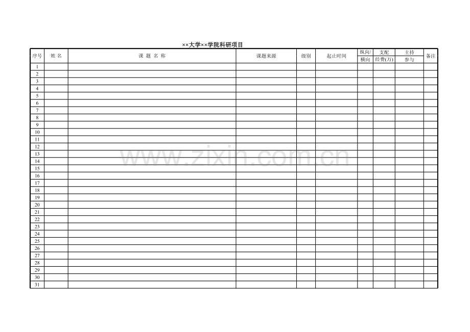 大学学院科研项目.xls_第1页