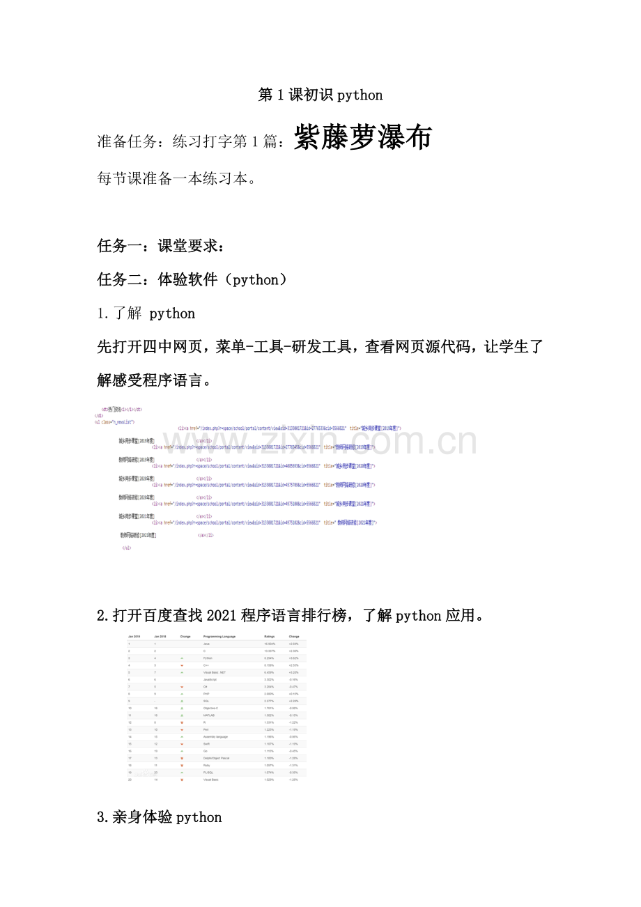 初中信息技术浙教版2020八年级上册(2020)-第1课初识python1-公开课.docx_第1页