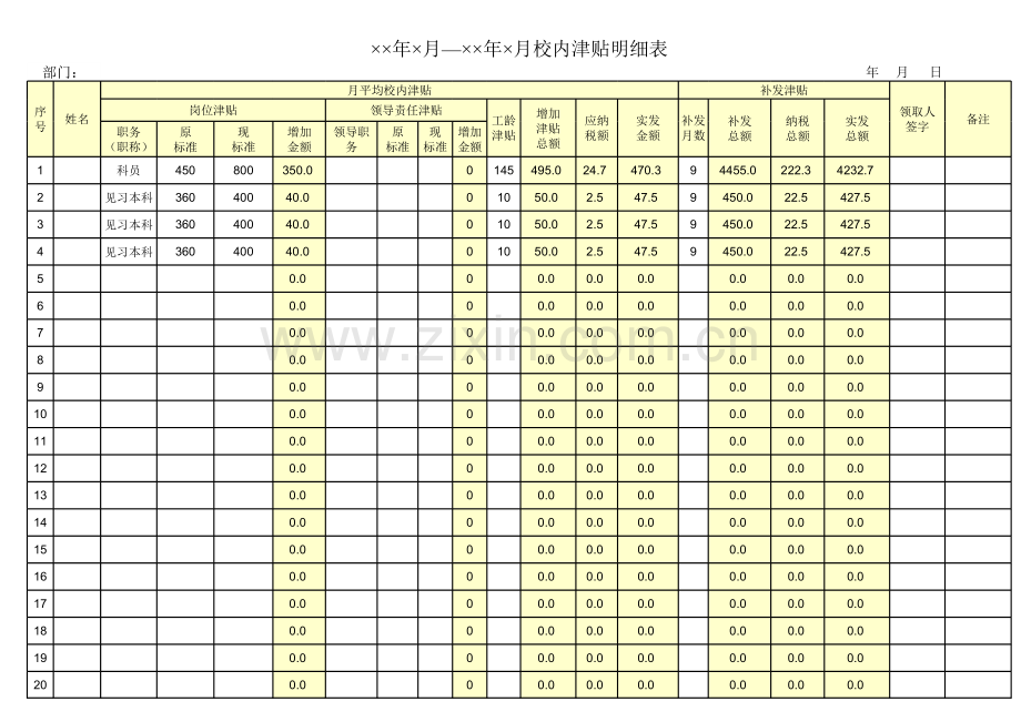 校内津贴明细表.xls_第1页