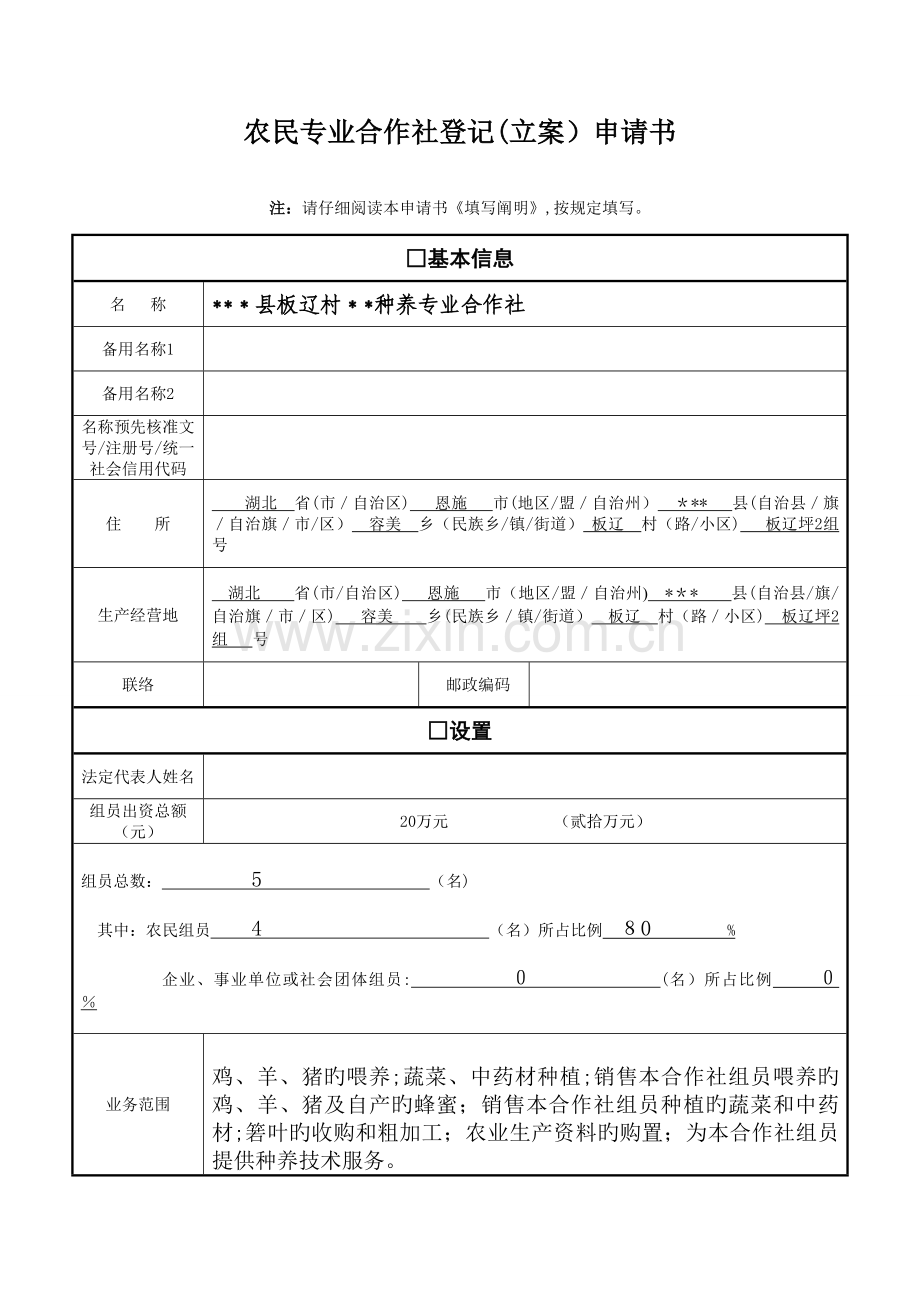 2023年种养合作社登记申请全套资料.doc_第1页