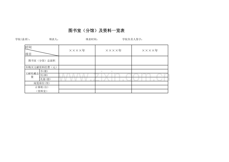 学院图书室(分馆)及资料--览表.xls_第1页
