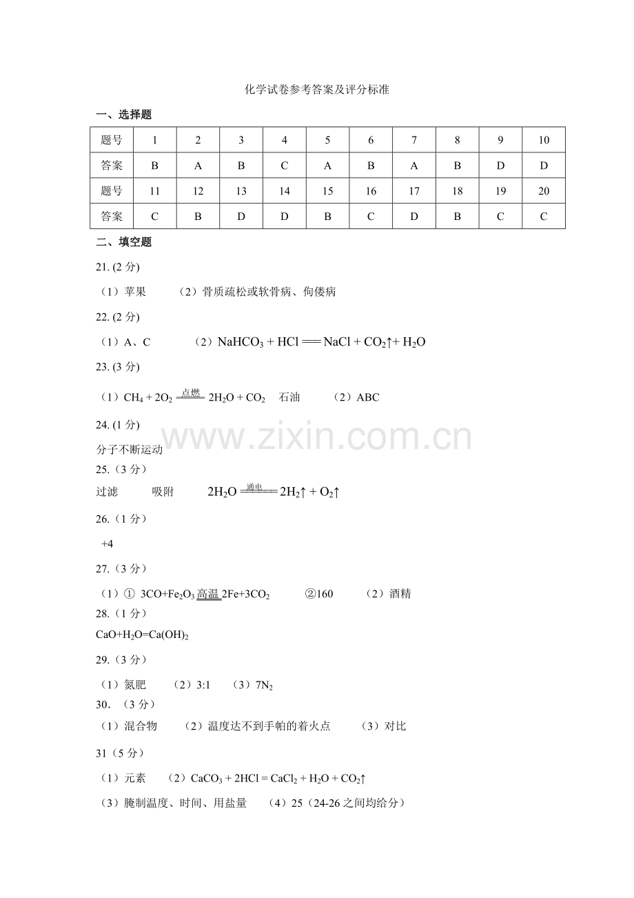 2022年北京中考化学学科押题卷试题答案-马甸校区-理化组.docx_第1页