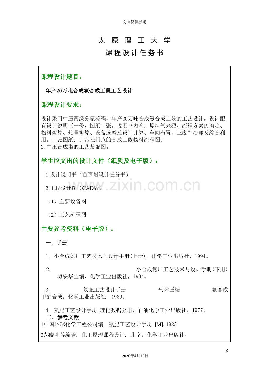合成氨合成工段课程设计说明书.doc_第2页