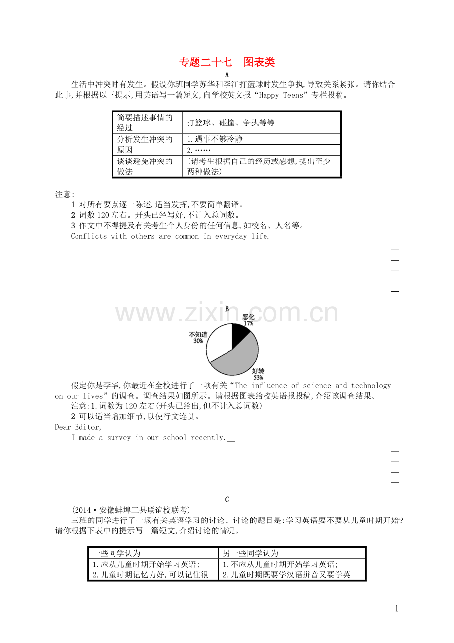 高优指导2021高三英语二轮复习专题基础训练27图表类.doc_第1页