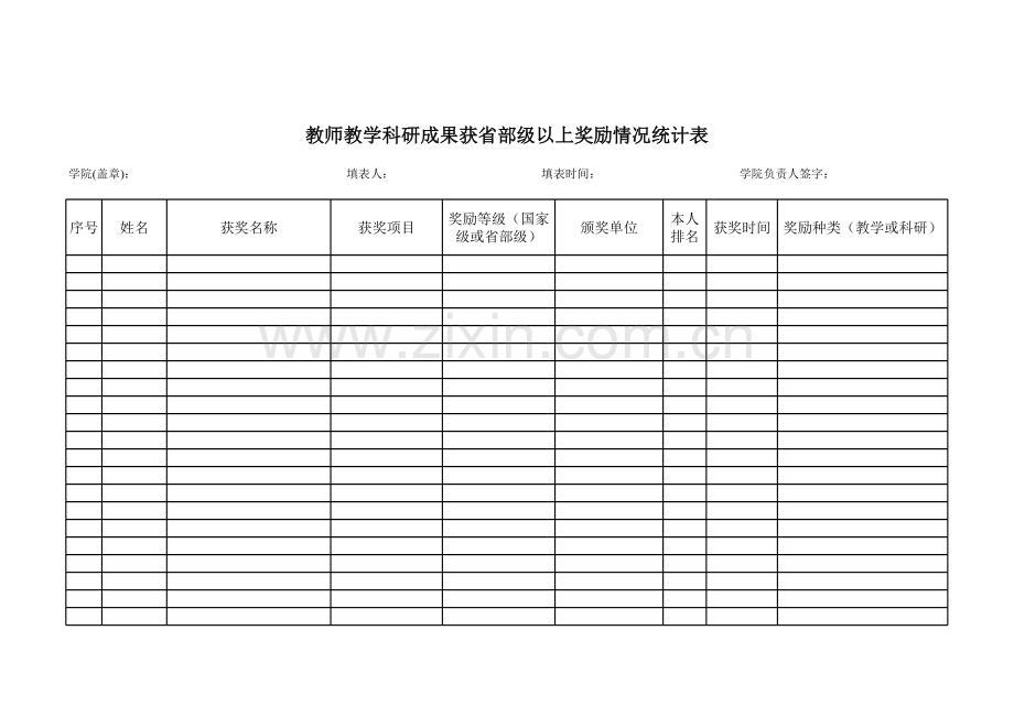 教师教学、科研成果获省部级以上奖励情况统计表.xls_第1页