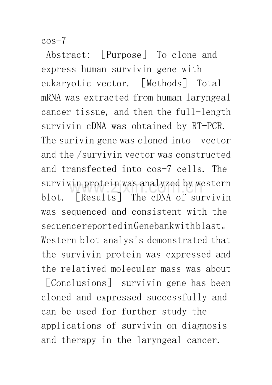 Survivin基因真核表达载体的构建及其在cos.docx_第2页