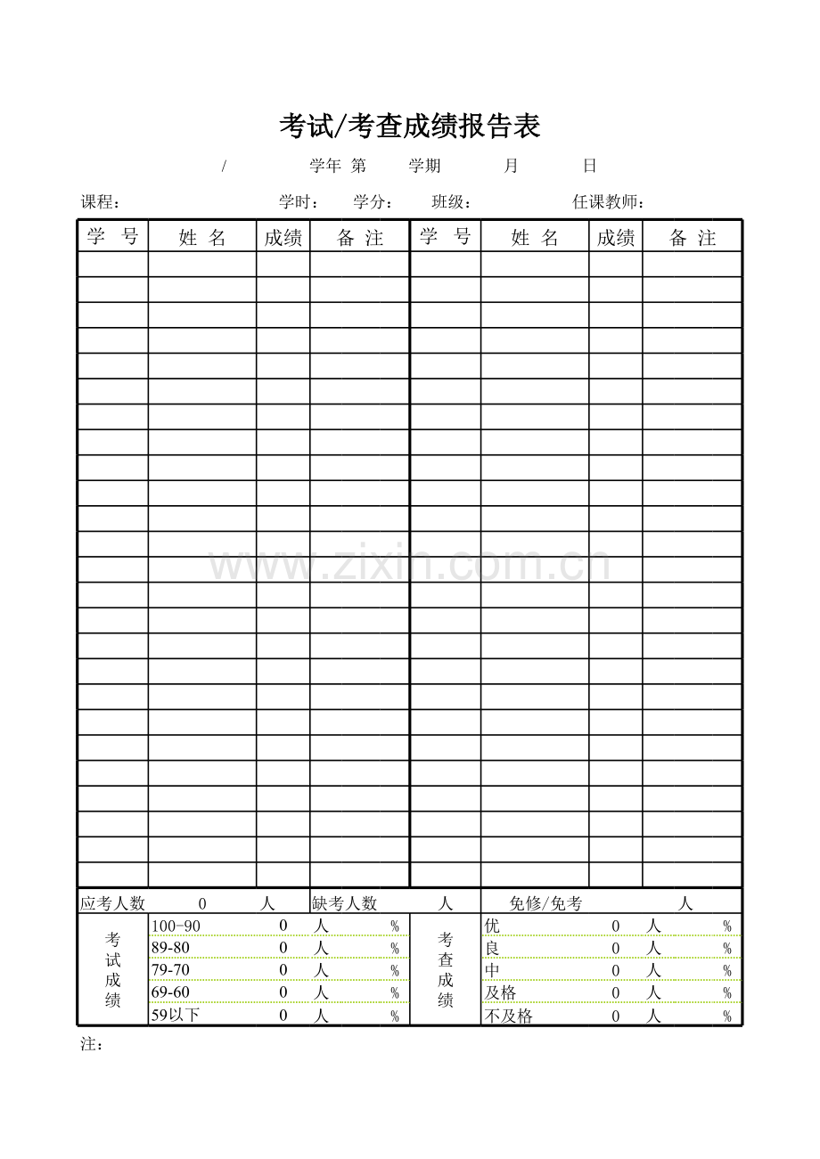 大学考试成绩报告表.xls_第1页