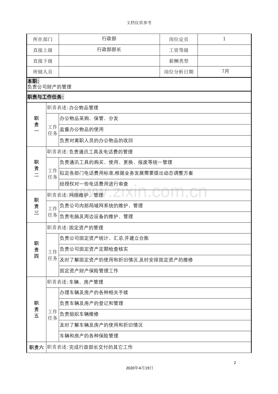 行政部财产管理岗位职责.doc_第2页
