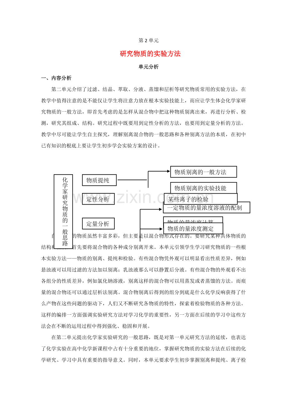 2022-2022学年高中化学第2单元《研究物质的实验方法》(单元分析)苏教版必修1.docx_第1页