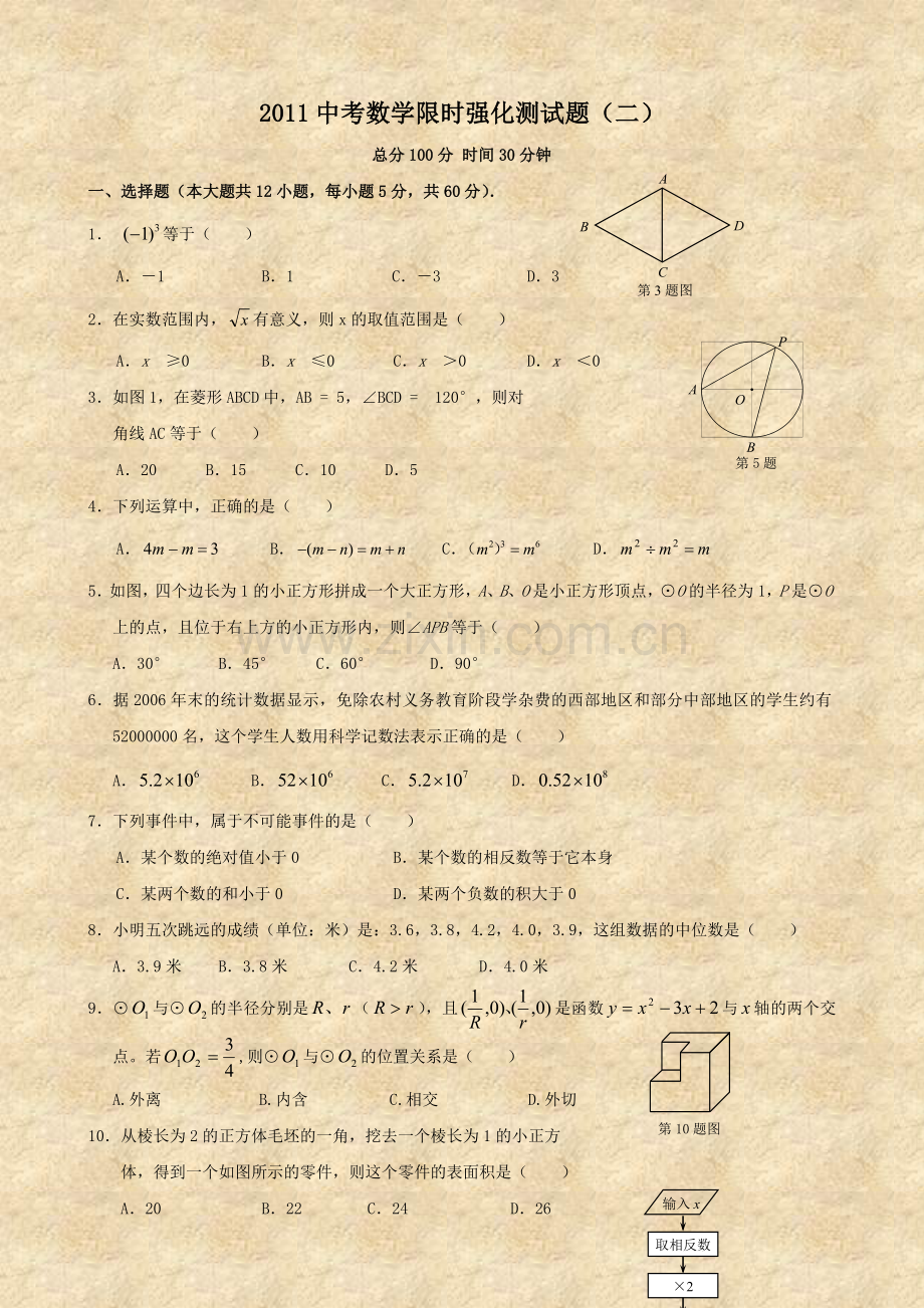 2011中考限时强化测试题(数学)2.doc_第1页