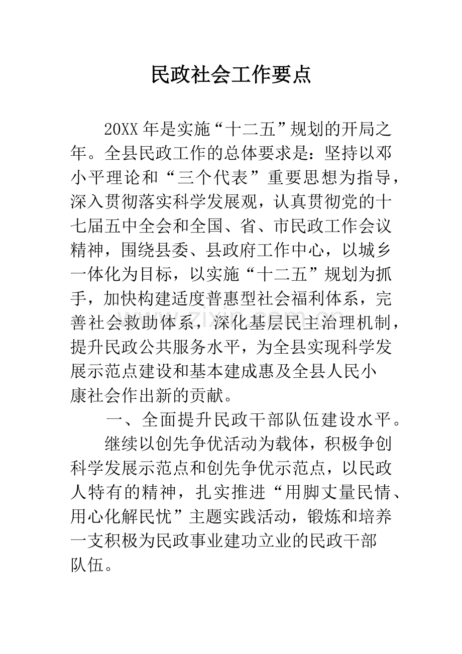 民政社会工作要点.docx_第1页