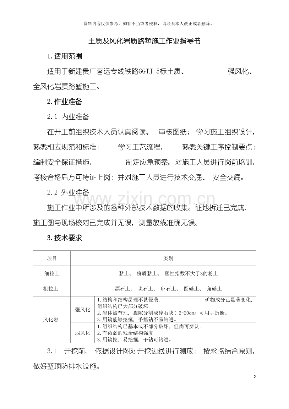 土质及风化岩质路堑施工作业指导书.doc_第2页