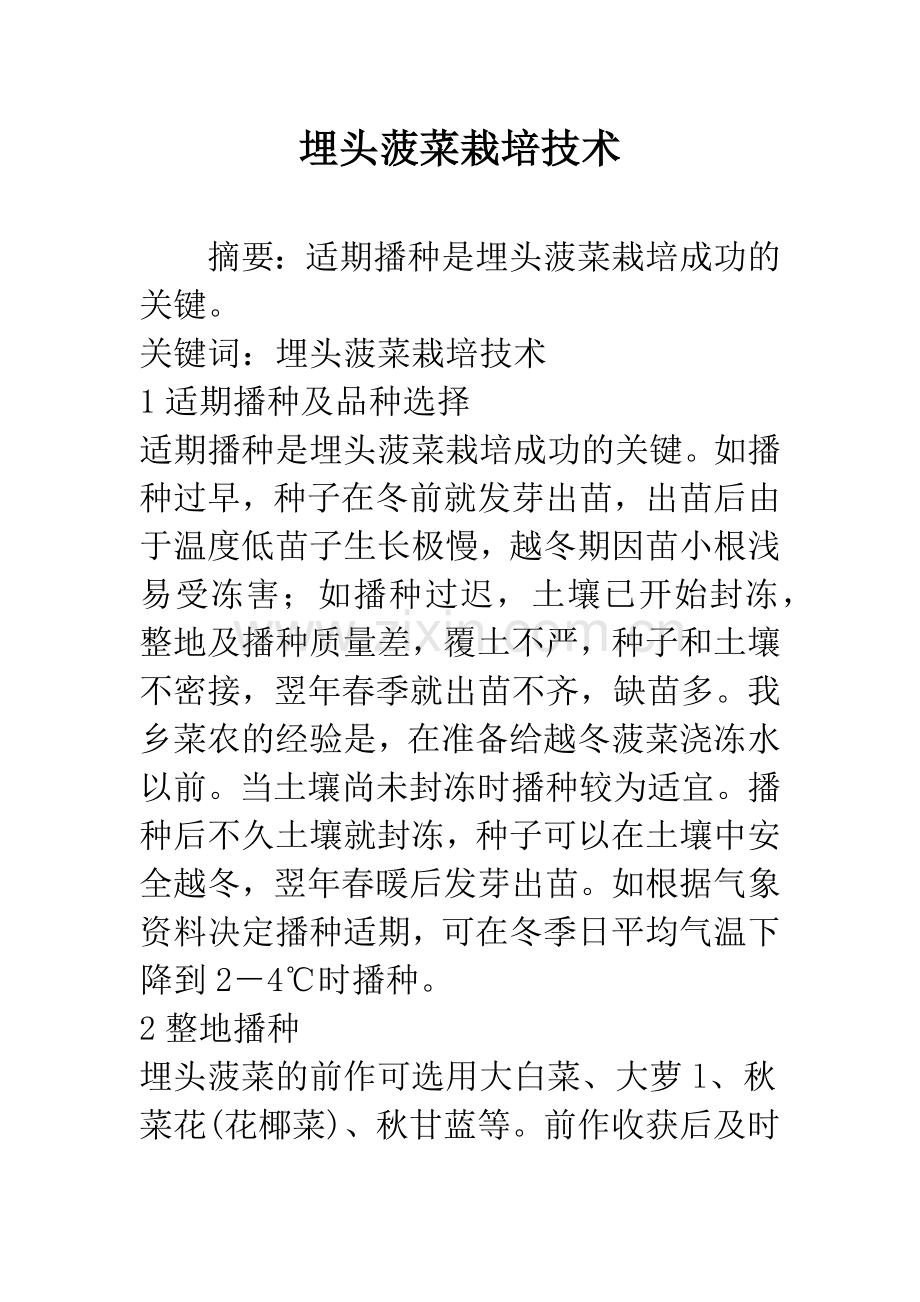 埋头菠菜栽培技术.docx_第1页