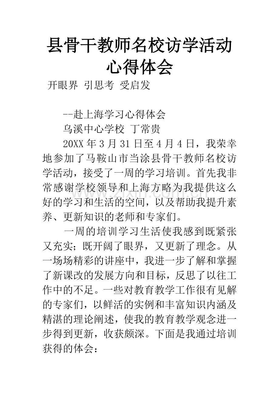 县骨干教师名校访学活动心得体会.docx_第1页