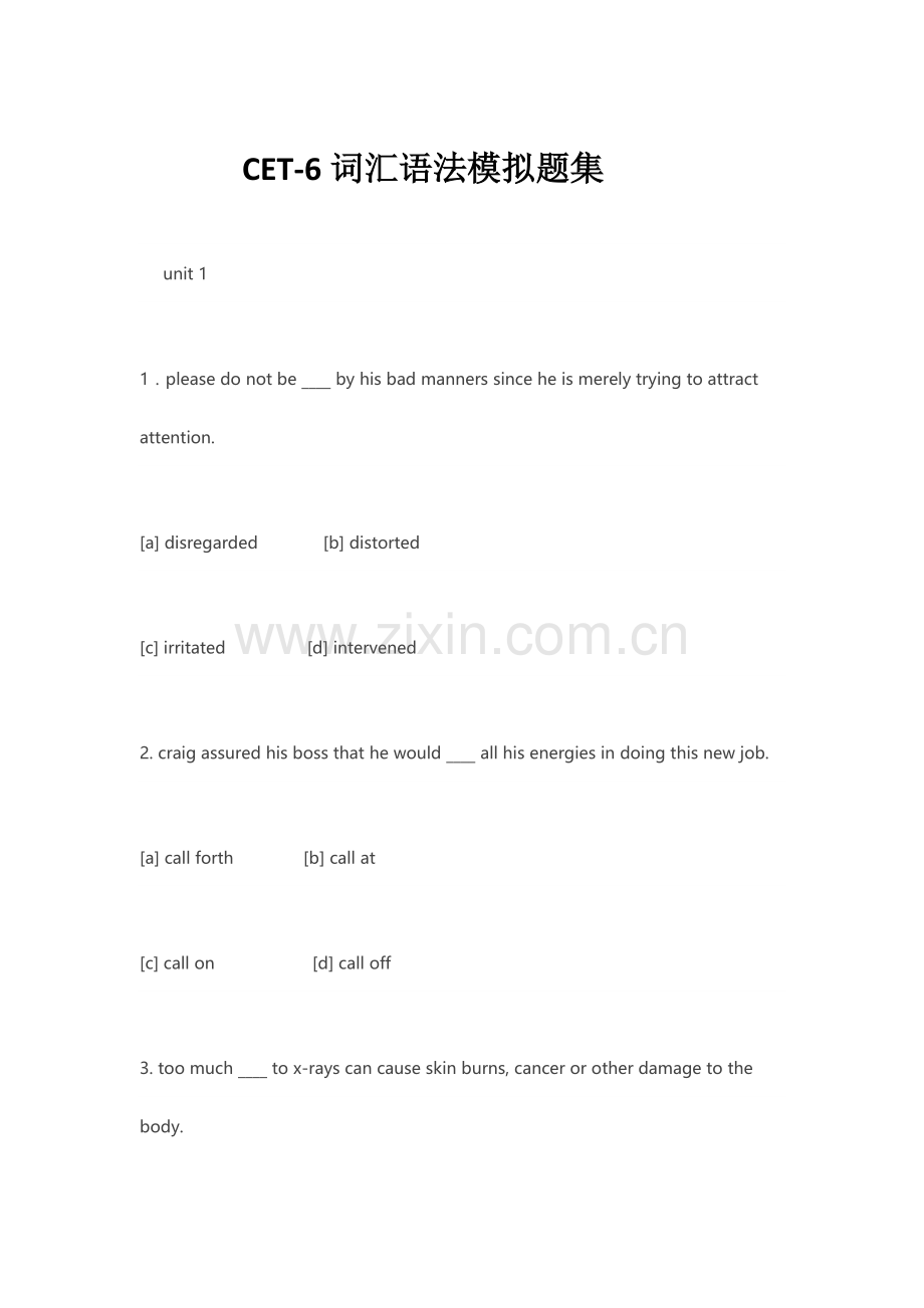 2023年CET英语6级考试试题.doc_第1页