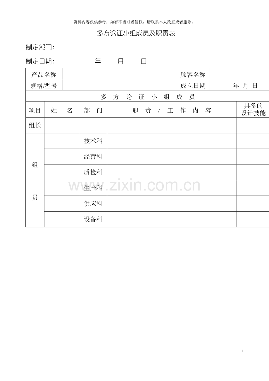 多方论证小组成员及职责表模板.doc_第2页
