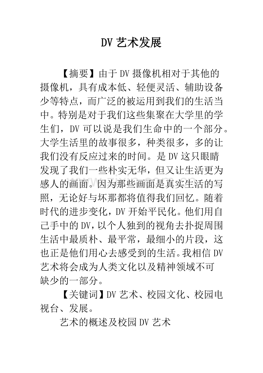 DV艺术发展.docx_第1页