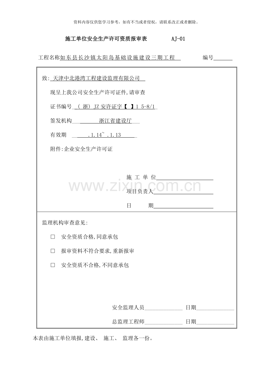 水运工程安全用表样本.doc_第2页