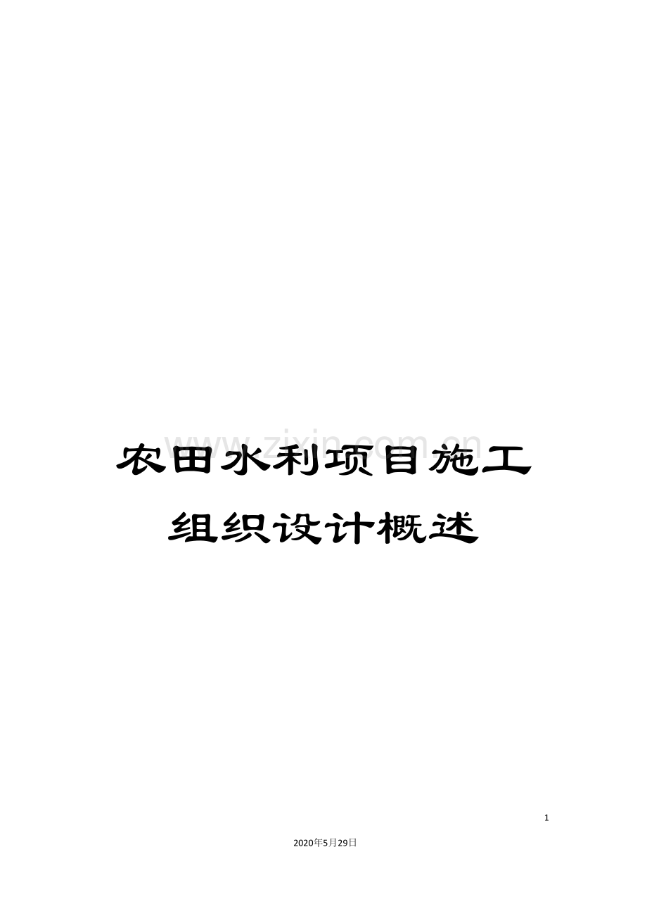 农田水利项目施工组织设计概述.doc_第1页