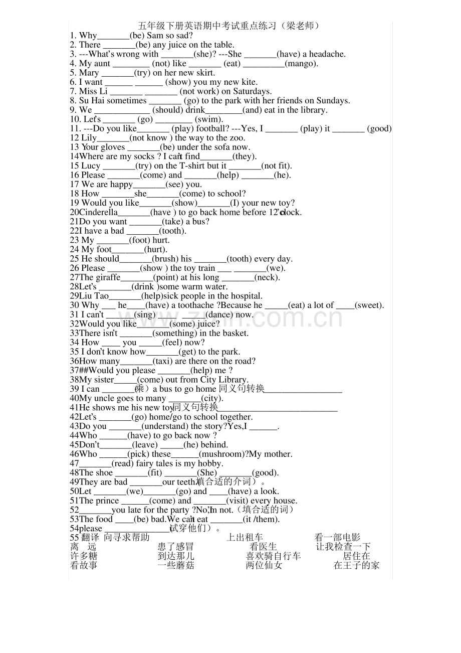 译林版五年级下册期中考试重点易错题.pdf_第1页