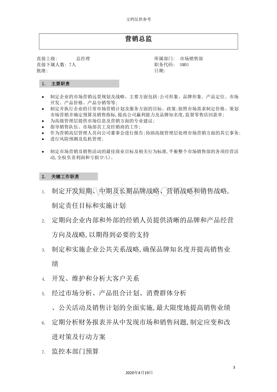 公司营销系统职位说明书.doc_第2页
