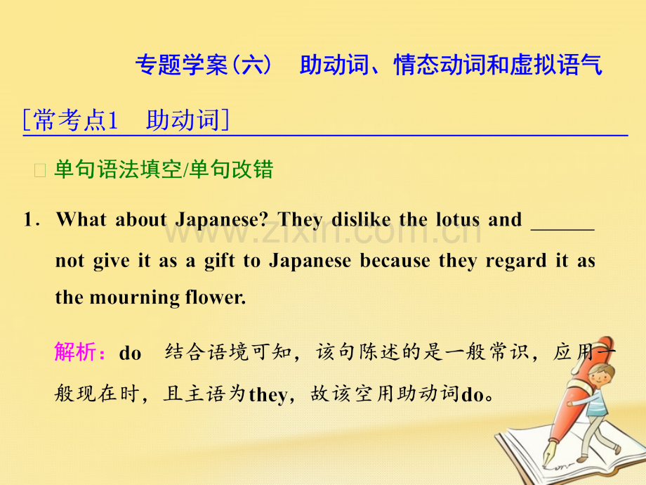高考英语二轮复习-专题辅导与测试一-语法主导下的语法填空与短文改错-专题学案六助动词情态动词和虚.pptx_第1页