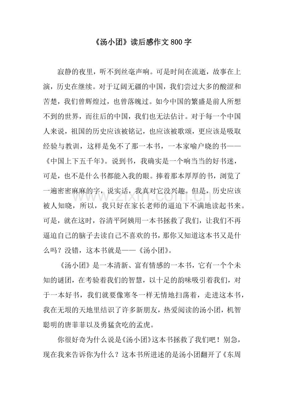《汤小团》读后感作文800字.docx_第1页