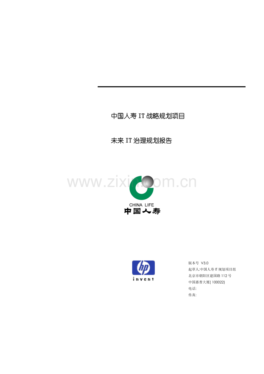 中国人寿战略规划项目未来治理规划报告样本.doc_第1页