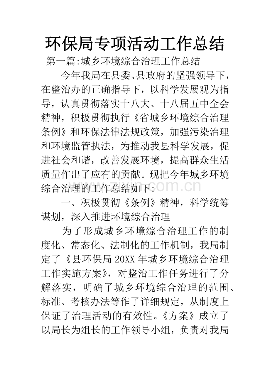 环保局专项活动工作总结.docx_第1页