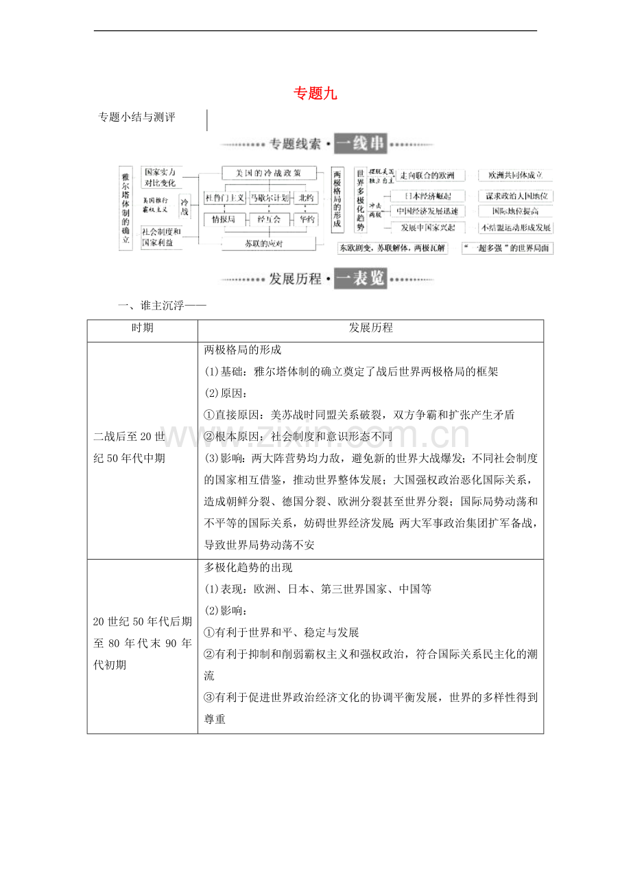 2017-2018学年高中历史专题九专题小结与测评同步试题含解析人民版必修.doc_第1页