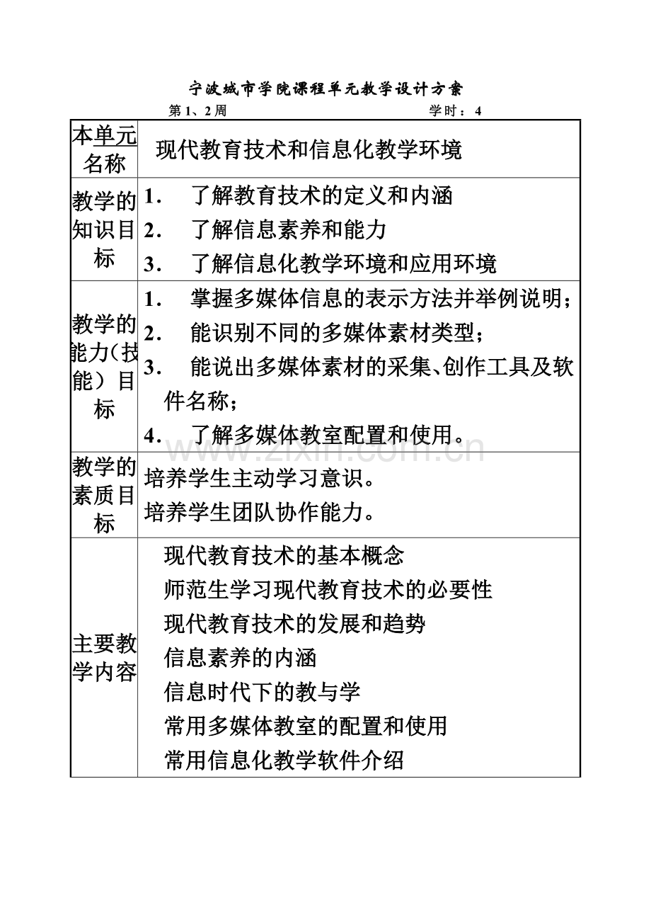 《现代教育技术》课程单元教学设计方案.doc_第2页