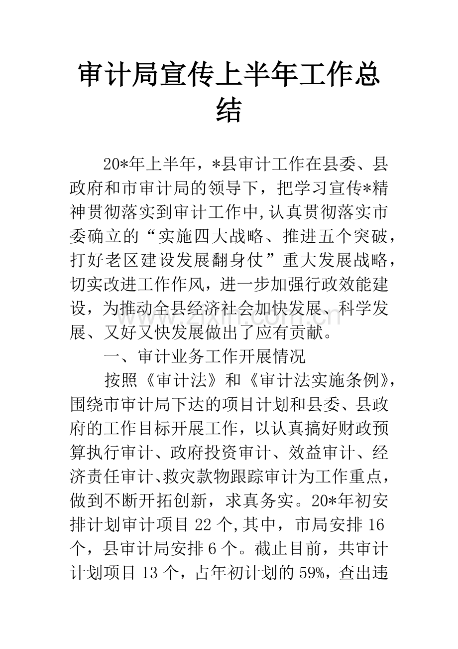 审计局宣传上半年工作总结.docx_第1页
