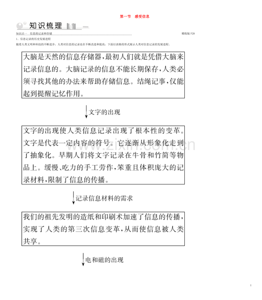 2019_2020学年九年级物理全册第19章第1节感受信息考点手册新版沪科版.doc_第1页
