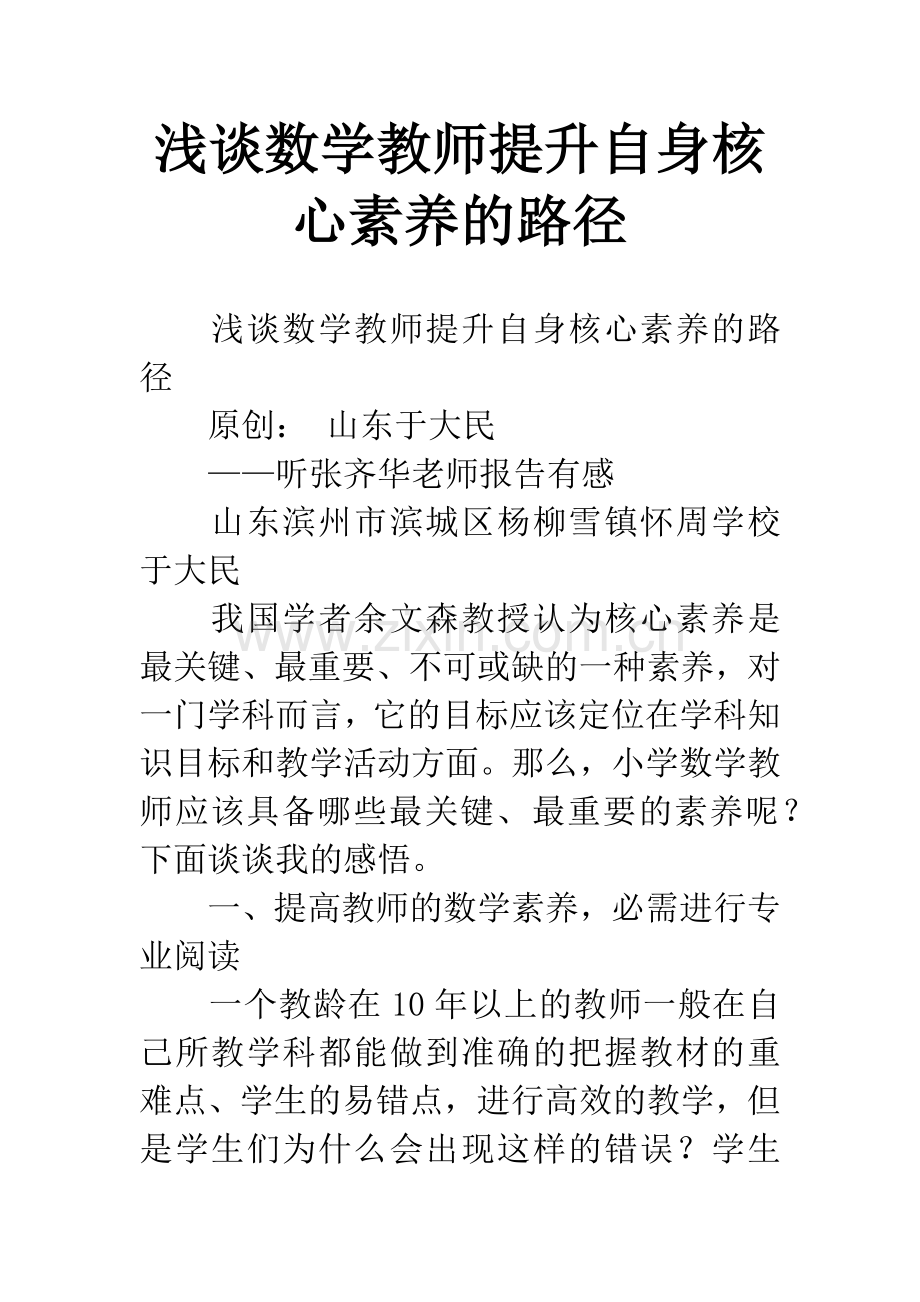 浅谈数学教师提升自身核心素养的路径.docx_第1页