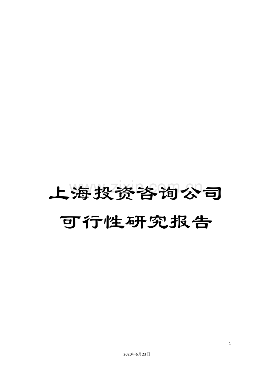 上海投资咨询公司可行性研究报告.doc_第1页