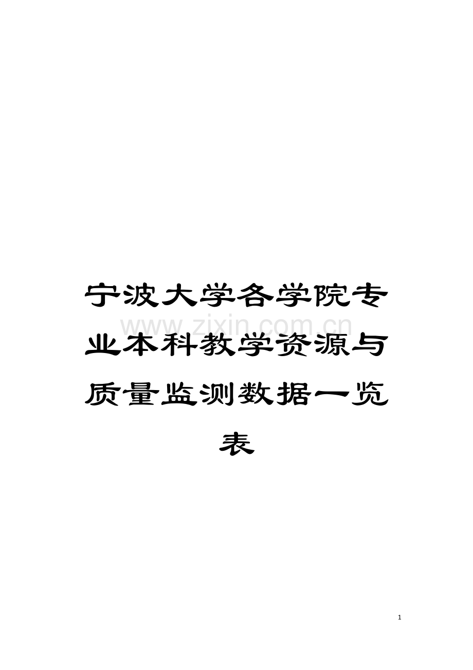 宁波大学各学院专业本科教学资源与质量监测数据一览表模板.doc_第1页
