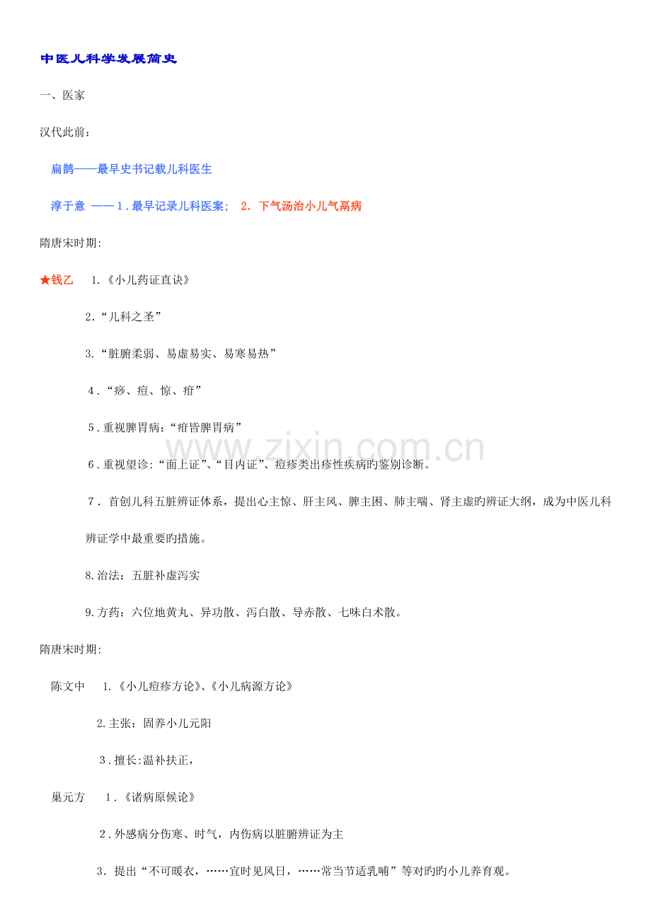2023年中医执业医师中医儿科复习要点.doc_第1页