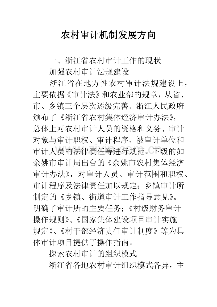 农村审计机制发展方向.docx_第1页