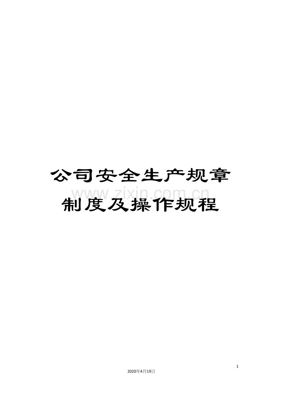 公司安全生产规章制度及操作规程.docx_第1页