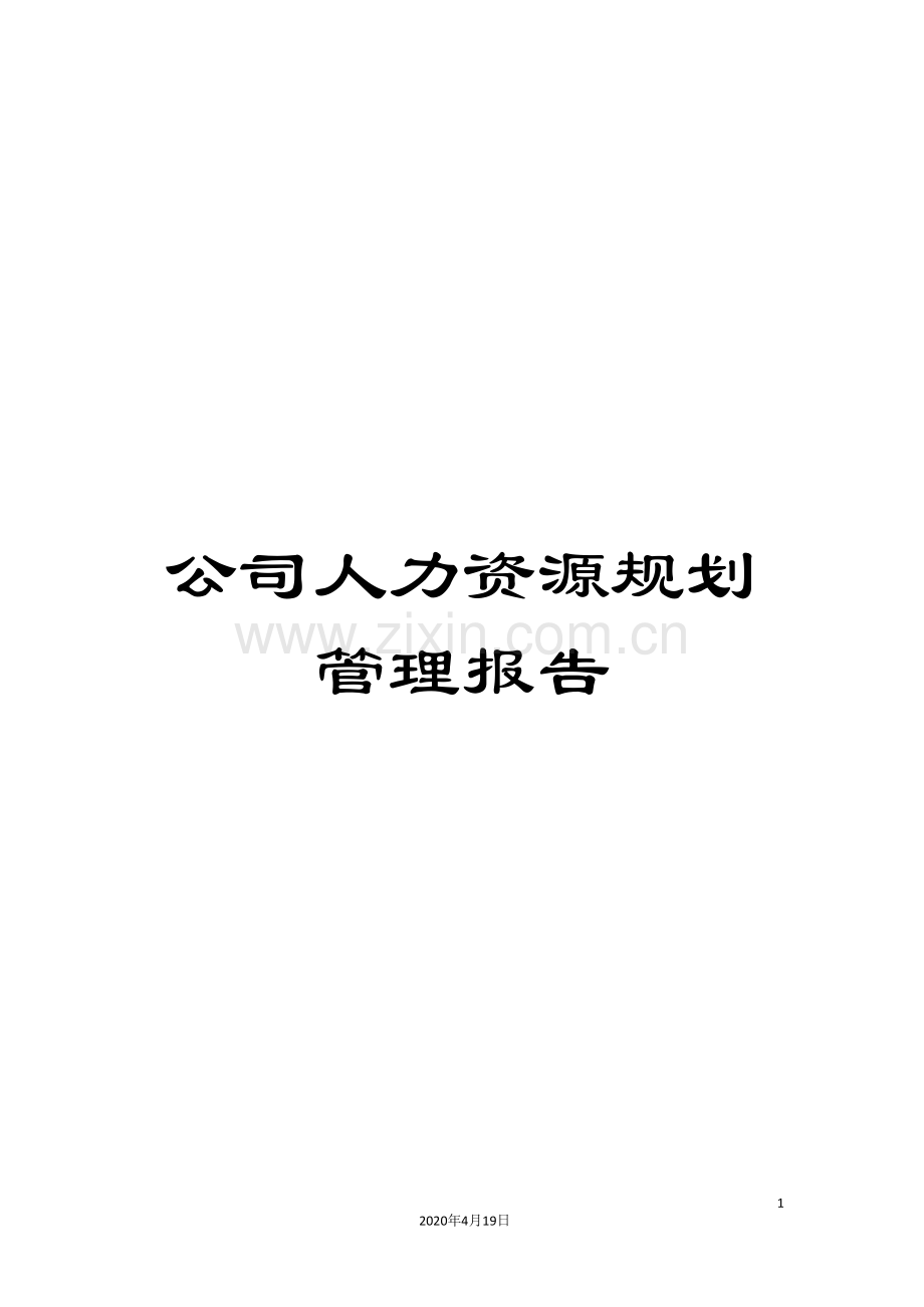 公司人力资源规划管理报告.doc_第1页