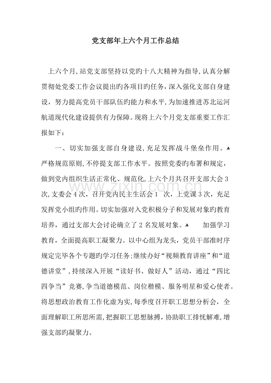 党支部年上半年工作总结.docx_第1页
